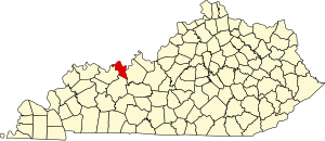 Map of Kentucky highlighting Hancock County
