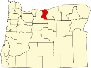 Map of Oregon highlighting Sherman County
