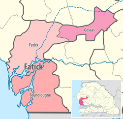 Fatick région, divided into 3 départements