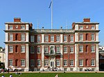 Marlborough House with enclosing forecourt walls and East service/stable wing
