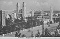 Image 46Downtown Mogadishu in 1936. Arch of Triumph Umberto to the left, Cathedral and Arba Rucun mosque to the centre-right. (from History of Somalia)