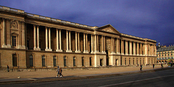 The colonnade on the east façade of the Louvre (1667–68), by Louis Le Vau, Charles Le Brun, François d'Orbay and Claude Perrault, was in the grand classical style of Louis XIV, symbolizing power and grandeur