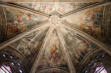 Fresco of Christ in his multiple roles on the ceiling of the apse axial chapel (14th c.)