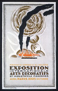 Poster for the 1925 Exposition, representing the fusion of art and industry