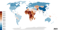 Image 5Map of countries and territories by fertility rate as of 2020 (from Developing country)