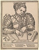 Woman playing psaltery, circa 1570 A.D.