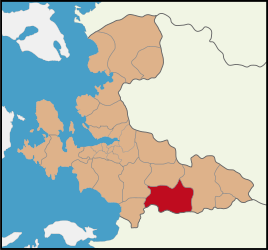 Map showing Tire District in İzmir Province