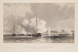 Captain Julius Robert's Mortar Boats engaging the quarantine battery – Sebastopol 15 August 1855 – Lithograph T.G.Dutton