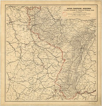 Deutsche Karte von 1887 mit der Einzeichnung der französischen Forts.