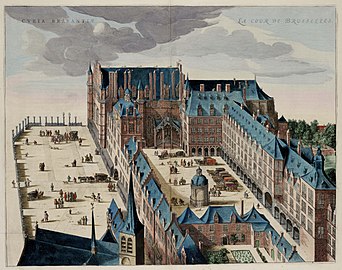 The Palace of Coudenberg depicted in the Atlas van Loon, 1649