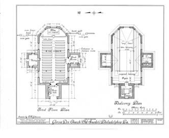 Floor plans of the first floor and balcony