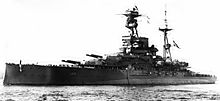 Black and white photo of Royal Oak at anchor