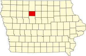 Map of Iowa highlighting Humboldt County