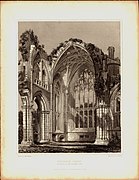 Engraving of the East End of the Abbey from "The Baronial and Ecclesiastical Antiquities of Scotland" (RW Billings, ca 1850)
