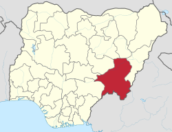 Location of Taraba State in Nigeria