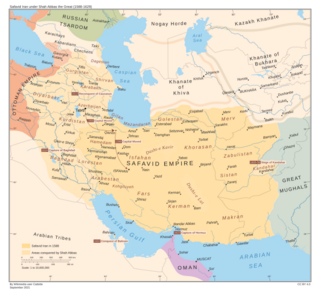 The Safavid Empire at its greatest extent, during the reign of Abbas the Great (r. 1588–1629)