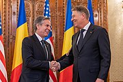 Secretary Blinken with Romanian President Klaus Iohannis in Bucharest, Romania, November 2022