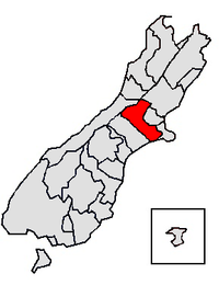 Location of the Selwyn District within the South Island
