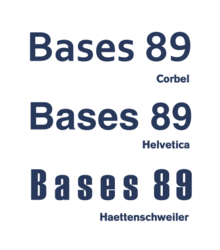 Images of the typefaces Corbel, Helvetica and Haettenschweiler.
