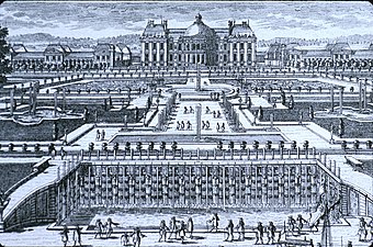 17th-century engraving of gardens of Vaux-le-Vicomte