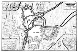 Befestigungsplan von Verdun aus dem Jahre 1695 (die Karte steht auf dem Kopf – Norden ist unten)