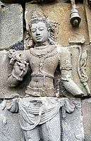 Padmapani holding a lotus. 8th-9th century Sailendran art, Plaosan temple, Java, Indonesia.