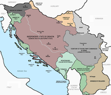 Colour-coded map of Yugoslavia