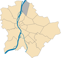 Location of District IV in Budapest (shown in grey)