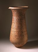 Ceremonial vessel; 2600-2450 BC; terracotta with black paint; 49.53 × 25.4 cm; Los Angeles County Museum of Art (US)