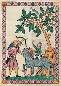 Codex Manesse, Cod. Pal. germ. 848, fol. 396r: Kol von Nüssen (1305–1340)