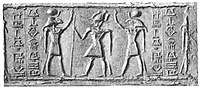 Egypto-Assyrian cylinder seal, combining the Assyrian cuneiform script with Egyptian deities.