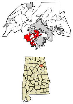 Location of Rainbow City in Etowah County, Alabama