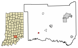 Location of Medora in Jackson County, Indiana.
