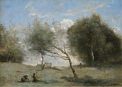 Les prés de la petite ferme - Jean-Baptiste Camille Corot