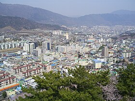 Cityscape of downtown Jinhae, from Jehehwangsan Park