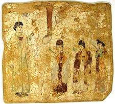 Palm Sunday procession of Nestorian clergy in a 7th- or 8th-century wall painting from a church at Karakhoja, Chinese Turkestan