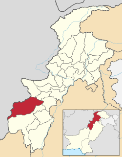 Karte von Pakistan, Position von Nordwasiristan hervorgehoben