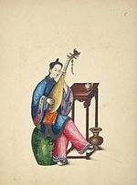 Woman playing a pipa.