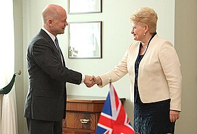 British Foreign Secretary William Hague meeting President of Lithuania Dalia Grybauskaitė