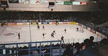 ice rink with players skating