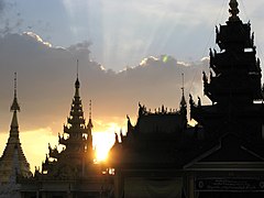 Shwedagon shrines at sunset