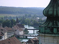 The Aare as seen from the cathedral.