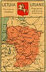 Swiss postcard with Vytis (Waykimas) and presumed territory of Lithuania, 1920.