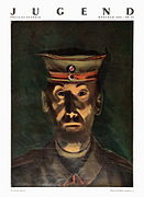 Jugendstil — Konrad Westermayr's painting "Self-Portrait with Field Cap," published on the cover of issue 32 of "Jugend" magazine in 1930.