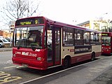 A Dennis Dart in the MidiLines livery introduced in 1995