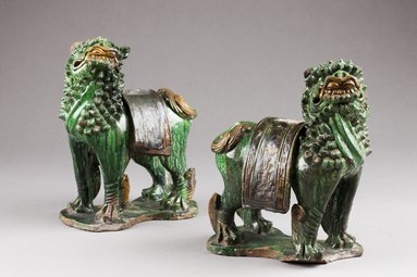 Green guardian lions, Ming dynasty