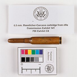 CE-141, or Warren Commission Exhibit 141, the unfired 6.5×52mm round of ammunition left in the assassination rifle