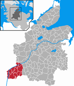 Map of Rendsburg-Eckernförde highlighting Hanerau-Hademarschen