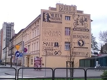 Old style advertising on building's side