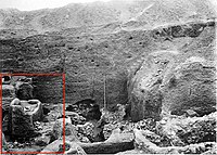 Grave of Meskalamdug (PG 755, marked "B" on the left), next to royal tomb of Ur-Pabilsag (PG 779, marked "A" in the center) and tomb of Ur-Pabilsag's queen on the right (PG 777, "C")